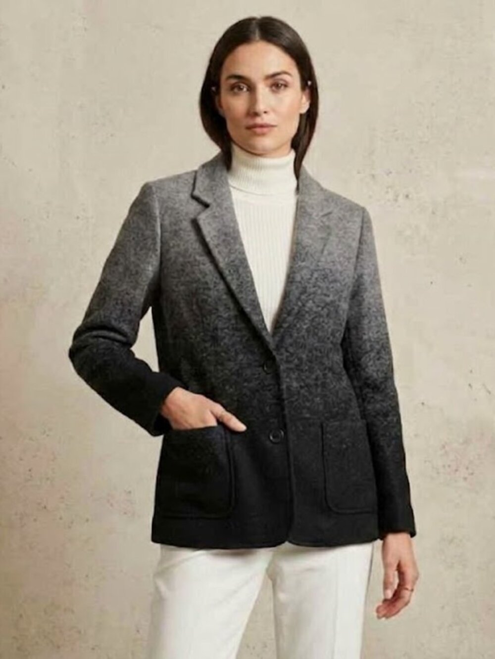 NWT 52 % wool Clements Ribeiro Portofino Ombre Black Grey  Blazer Jacket - 10